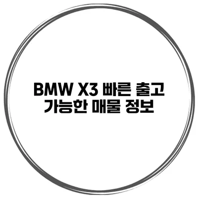 BMW X3 빠른 출고 가능한 매물 정보