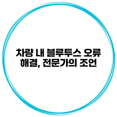 차량 내 블루투스 오류 해결, 전문가의 조언